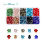 3000pcs 3mm Faceted Glass Bicone Beads Box Set DIY Jewelry Making