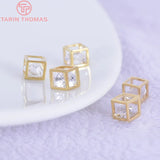 6PCS 5MM 24K Plated Brass Zircon Cube Charms Pendants Jewelry Accessories