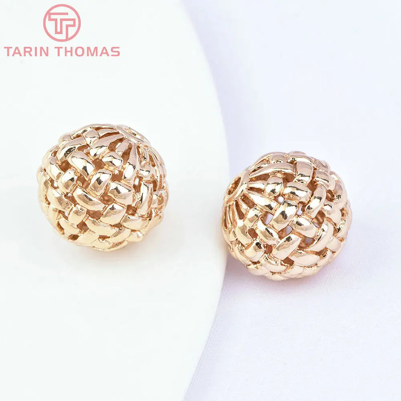 6PCS 15MM 24K Plated Brass Spacer Beads for DIY Jewelry