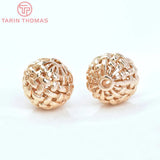 6PCS 15MM 24K Plated Brass Spacer Beads for DIY Jewelry