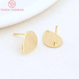 12PCS 9x13MM 24K Brass Matte Drop Shaped Stud Earrings