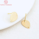 12PCS 9x13MM 24K Brass Matte Drop Shaped Stud Earrings