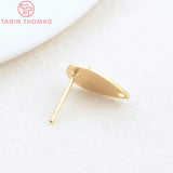 12PCS 9x13MM 24K Brass Matte Drop Shaped Stud Earrings
