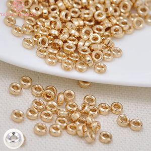 20PCS 4MM 5MM 6MM Round Spacer Beads 24K Plated Brass DIY Jewelry