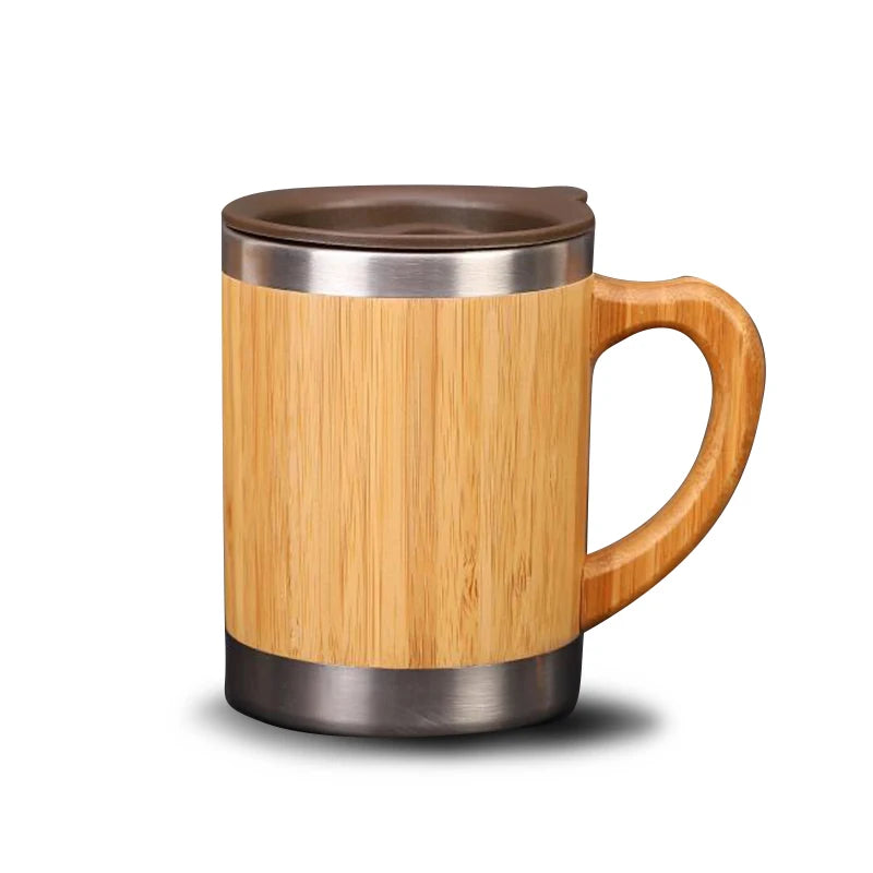 300ML Water Cup Bamboo Tea Coffee Mug with Leak-Proof Cover