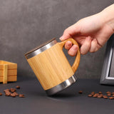 300ML Water Cup Bamboo Tea Coffee Mug with Leak-Proof Cover