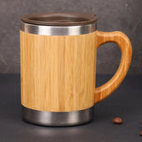 300ML Water Cup Bamboo Tea Coffee Mug with Leak-Proof Cover