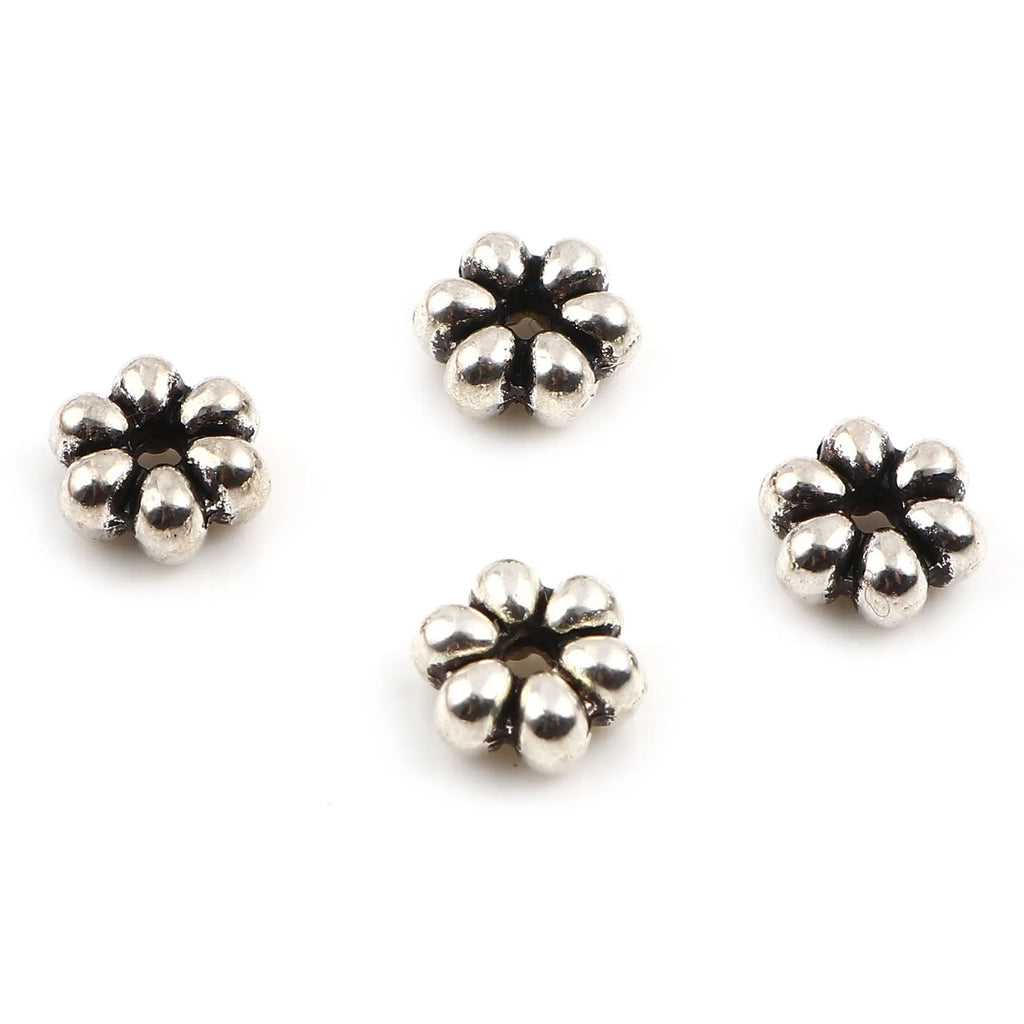 300 Vintage Flower Silver Spacer Beads 6mm x 5.5mm DIY Necklace Jewelry