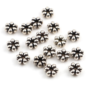 300 Vintage Flower Silver Spacer Beads 6mm x 5.5mm DIY Necklace Jewelry