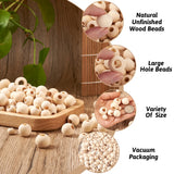 300Pcs 10-20mm Unfinished Wood European Beads for Jewelry Making
