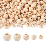 300Pcs 10-20mm Unfinished Wood European Beads for Jewelry Making