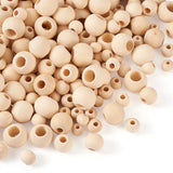 300Pcs 10-20mm Unfinished Wood European Beads for Jewelry Making