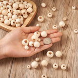 300Pcs 10-20mm Unfinished Wood European Beads for Jewelry Making