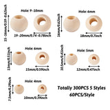 300Pcs 10-20mm Unfinished Wood European Beads for Jewelry Making