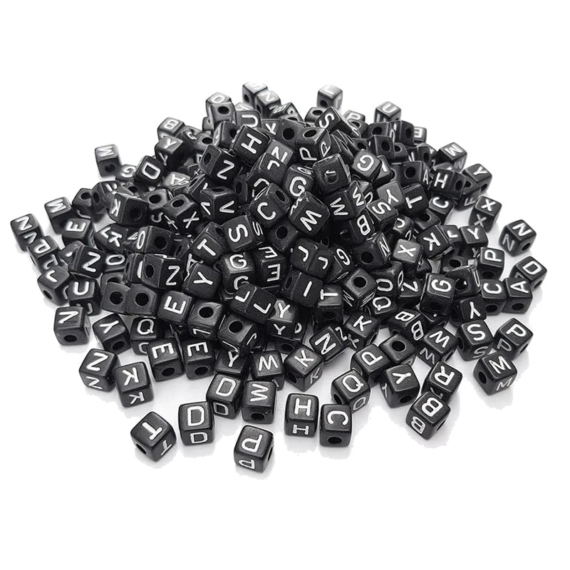 300Pcs 10x10mm Acrylic Letter Beads A-Z Mixed Plastic Shape Loose Beads