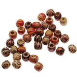 300Pcs 10mm Mixed Pattern Wooden Beads for Jewelry Making Hair Craft