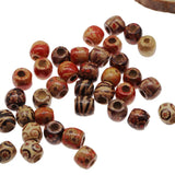 300Pcs 10mm Mixed Pattern Wooden Beads for Jewelry Making Hair Craft