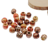 300Pcs 10mm Mixed Pattern Wooden Beads for Jewelry Making Hair Craft