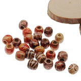 300Pcs 10mm Mixed Pattern Wooden Beads for Jewelry Making Hair Craft