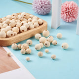 300Pcs Natural Wooden Beads Large Hole Round Wood Spacer Beads