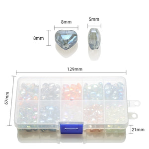 300Pcs Glass Love Heart Beads 8mm Crystal Pendants Earing DIY Crafts Decoration