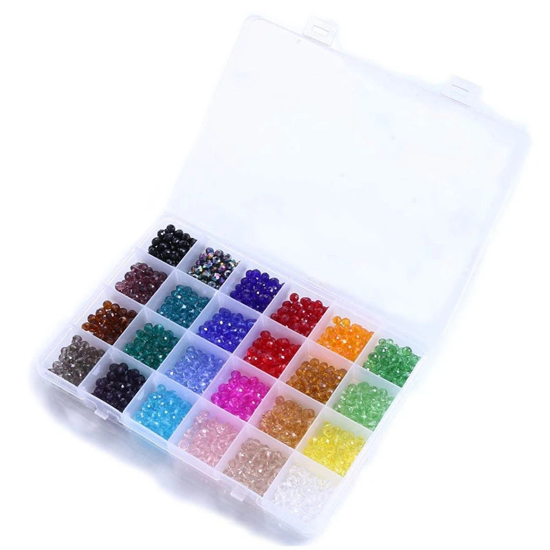 300Pcs 8Mm 10 Faceted Crystal Beads & 1200Pcs 6Mm Briolette Rondelle Beads