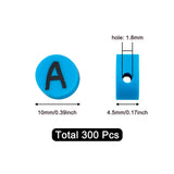 300Pcs Letter Beads Flat Round Assorted Colors