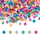 300Pcs Letter Beads Flat Round Assorted Colors
