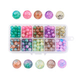 300Pcs 8mm Round Crackle Glass Beads for Jewelry Making DIY Crafts