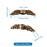 300Pcs Tibetan Style Alloy Beads Mixed Angel Wing Spacer Beads Charms