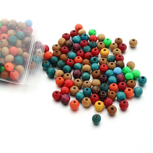 300Pcs Wooden Beads Round Spacer Natural Wood Charms DIY Jewelry Making 8mm