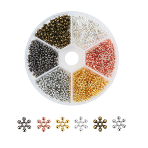 300Pcs Metal Zinc Alloy Snowflake Spacer Beads 8.5x2.5mm