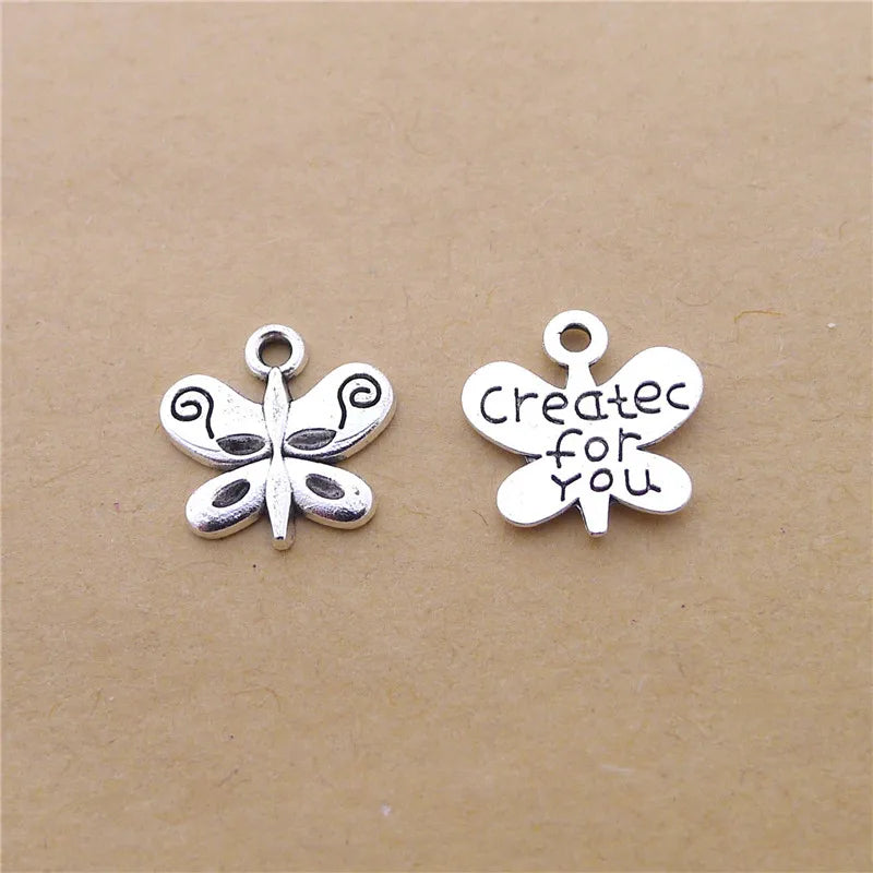 300Pcs Metal Butterfly Charms 13x13MM Animal Charms for Jewelry Making