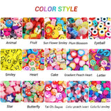 300pcs 10mm Clay Beads Kit Smile Face Fruit Flower DIY Jewelry Making