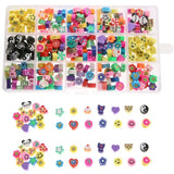 300pcs 10mm Clay Beads Kit Smile Face Fruit Flower DIY Jewelry Making