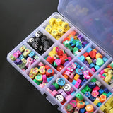 300pcs 10mm Clay Beads Kit Smile Face Fruit Flower DIY Jewelry Making