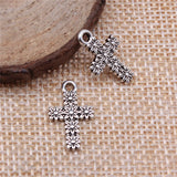 300pcs Flower Cross Charms Antique Silver Alloy DIY Jewelry Making Accessories