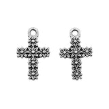 300pcs Flower Cross Charms Antique Silver Alloy DIY Jewelry Making Accessories