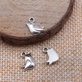 300pcs Tiny Bird Charm Antique Silver Bird for Jewelry Making 11x8mm
