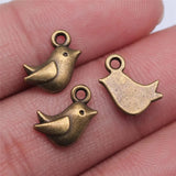300pcs Tiny Bird Charm Antique Silver Bird for Jewelry Making 11x8mm