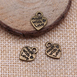 300pcs Charm Heart Love Antique Bronze Silver Jewelry Making