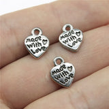 300pcs Charm Heart Love Antique Bronze Silver Jewelry Making