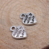 300pcs Charm Heart Love Antique Bronze Silver Jewelry Making