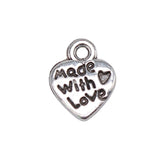 300pcs Charm Heart Love Antique Bronze Silver Jewelry Making