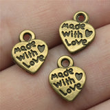 300pcs Charm Heart Love Antique Bronze Silver Jewelry Making