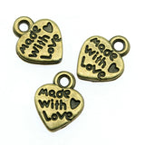300pcs Charm Heart Love Antique Bronze Silver Jewelry Making