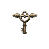 300pcs 15x14mm Antique Silver Angel Wings Key Heart Charm Pendant