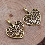 300pcs 15x18mm Metal Love Heart Charm - Jewelry Pendant Making