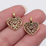 300pcs 15x18mm Metal Love Heart Charm - Jewelry Pendant Making