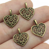 300pcs 15x18mm Metal Love Heart Charm - Jewelry Pendant Making